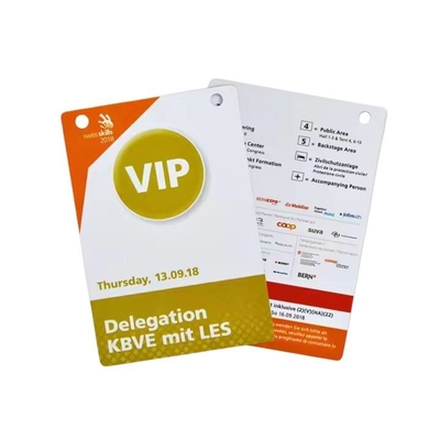 Punch Hole RFID Event Badges Chip RFID inteligente Vip Pass Tarjeta de identificación con cordón
